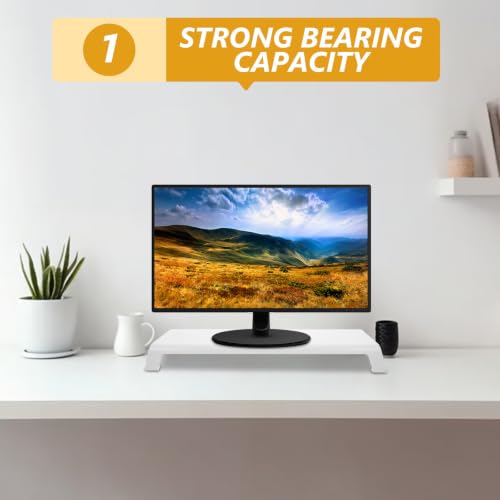 Aluminum Alloy Monitor Riser Stand with Storage for Desk Setup White - view 4