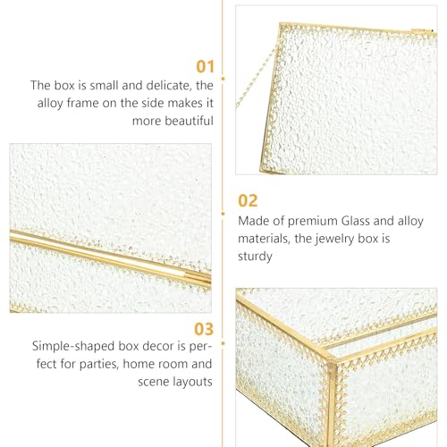 Rectangular Glass Jewelry Storage Box with Diamond Pattern and Lid - view 3