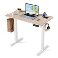 35" Electric Standing Desk, Small Sit Stand up Desk, Light Walnut