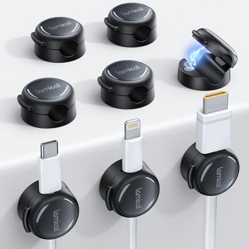 8 Pack Magnetic Cord Organizer, Crystal-Clear Cable Clips