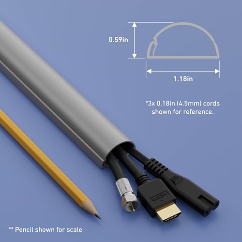 Cord Cover, Decorative Wall Cord Hider, Paintable Cable Concealer, Cable Raceway, Wire Cover, Wall Mounted TV Wire Hider, Electrical Cable Management - 1.18in W x 0.59in H x 39in Length - Gray - view 3