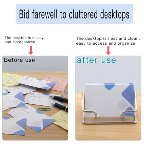 2 Pack Silver Metal Business Card Holder, Desk Card Stand for Office Home - view 5