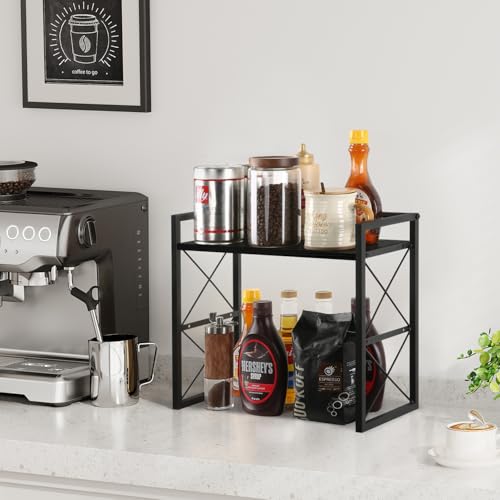 Desktop Shelf Organizer, 2 Tier Office Shelves, Wood Desk Organizer Storage Rack and Freestanding Display Shelf for Office, Dormitory, Home(Black) - view 6