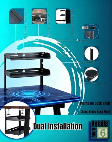 Clamp on Desk Shelf 2‑Tier, Black, Small - view 4