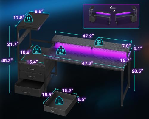 Gaming Desk with PC Display Stand, Reversible for Gaming Setup, 63 inch - view 3