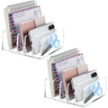 Acrylic Mail Holder, 5 Compartments Multifunction Desk Organizer