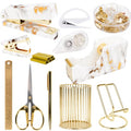 Office Desk Supplies Accessories Women - Women Marble Desk Decor Set Gold