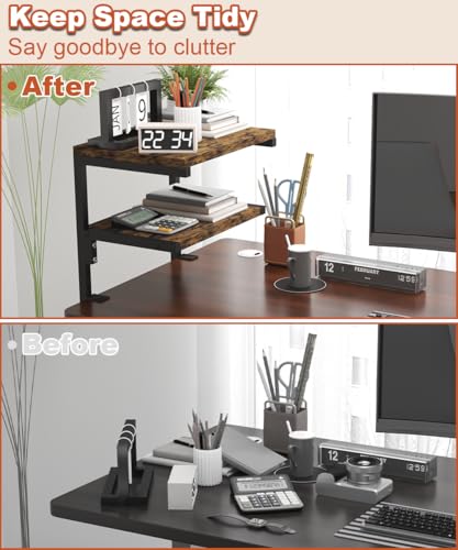 2-Tier Adjustable Desk Shelf Organization, Black - view 6