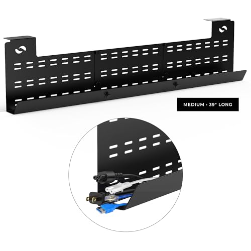 Under Desk Cable Management Tray & Cord Raceway, Black - view 5
