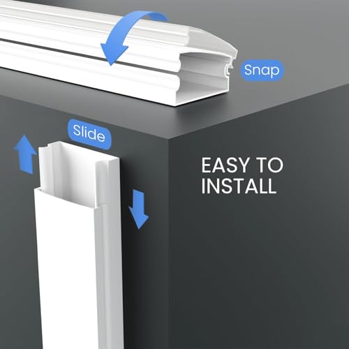 Cable Hider Wall - 153" Wall Cord Hider, Cable Concealer, Wire Covers for Cords - Wall Cable Hider and Cable Raceway for TV Cord Hider Wire Cover - 10X (L16 x W0.95 x H0.5) - Medium | White - view 3