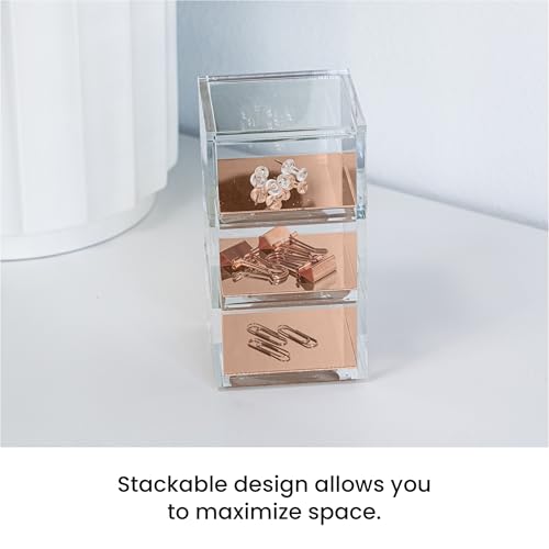 3-Tier Stackable Acrylic Holder, Clear with Rose Gold Base - view 4