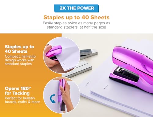 Heavy Duty Stapler Value Pack, 40 Sheet Capacity, Metallic Purple - view 3