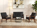 Wooden Loveseat Sofa and Accent Chair Set of 2, Office