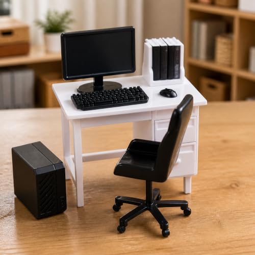 Simulated Office Desk & Chair, Plastic Dollhaus Furniture - view 5