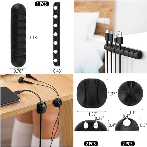 604 Pcs Cable Management Kit, 4 Cord Organizer Sleeve, 7 Cable Holder, 38 Adhesive Cord Clips, 40 Pcs+5 Roll Cable Organizer Straps 200 Cable Ties 300 Cable Wire Clips for PC TV Under Desk - view 2