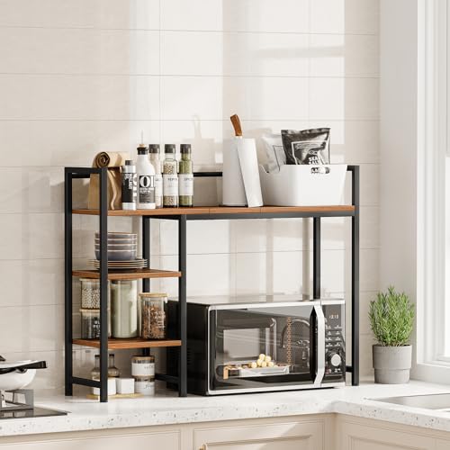 Desk Shelf, 38.6" Desktop Organizer Shelf, Desk Hutch for Computer Monitor, 4 Tier Desk Display Rack, Wood Desktop Bookshelf Storage Rack for Home Office Dorm, Rustic Brown - view 6