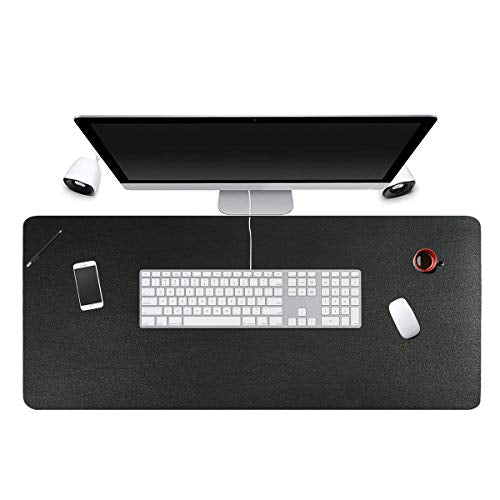 Desk Pad for Office Home 31" x 13",PU Leather Waterproof Large Desk Writing Mat Organizer,Multifunctional Ultra Thin Dual Use Desk Blotters Mouse Pad Protector … (Black)