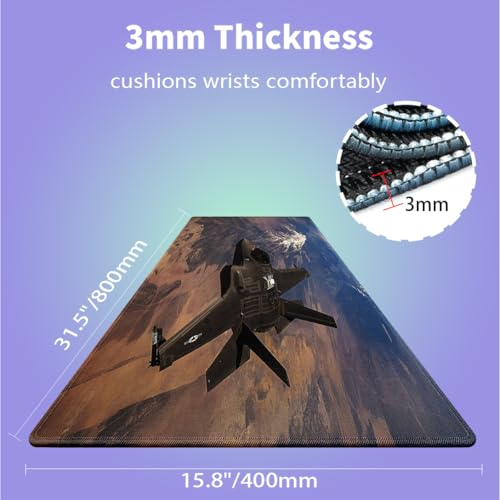 F-35 Fighter Jet Military Aircraft Large Mouse Pad, US Air Force Desk Mat - view 2