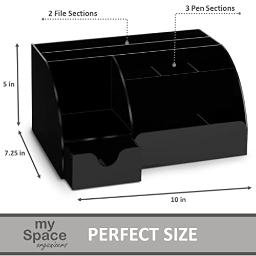 Black Desk Organizer with 9 Compartments - Desktop Office Supplies and Desk Accessories Organizer - view 6