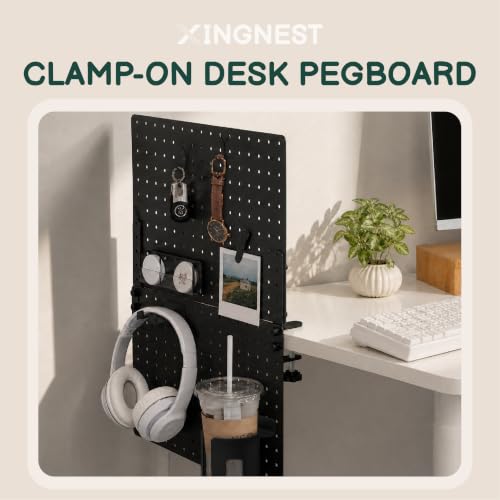 Clamp On Desk Pegboard 32" x 12" with Accessories Black - view 6