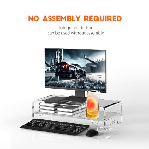 Acrylic Monitor Stand for Full Keyboard, 20" Wide 2-Tier - view 4
