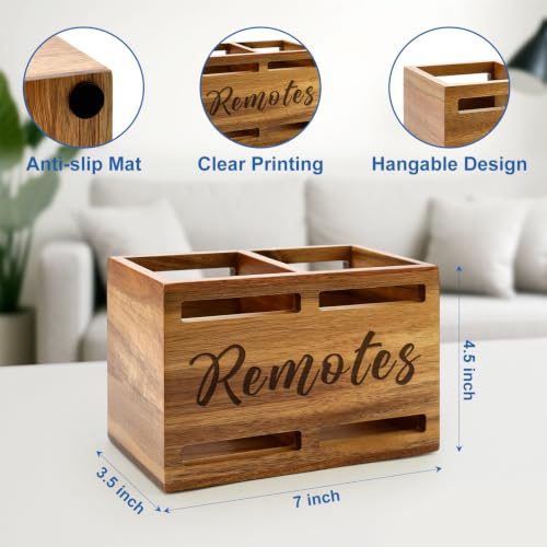 Acacia Wood TV Remote Control Holder for Table Wall Mount Remote Organizer - view 4