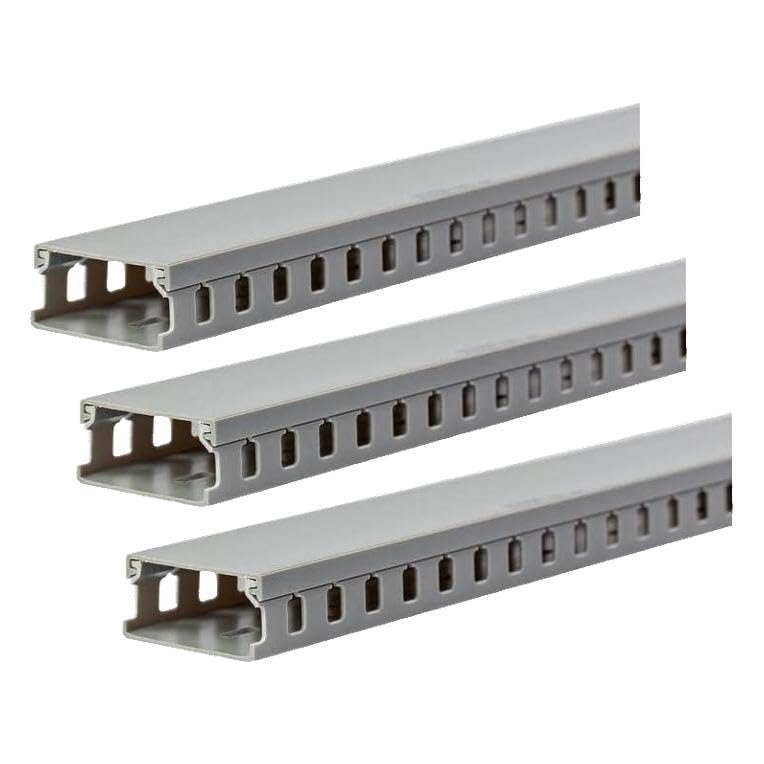 5.6ft Server Rack Cable Management - Customizable 2in x 1in Open Slot Network & Data Finger Duct Wire Raceway Organizer w/Cover (AD105X1) (Pack of 3)