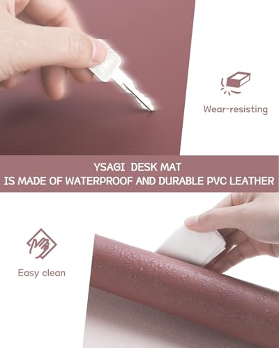 Non-Slip Leather Desk Pad, Waterproof Laptop Computer Desk Keyboard Mat, Table Protector Blotter Mat, Large Mouse Pad for Office/Work/Home/Decor(Dark Pink, 23.6" x 13.7") - view 5