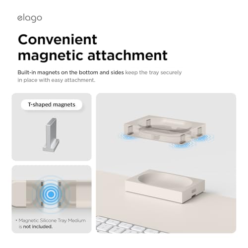 Smart Magnetic Desk Mat Pencil Tray – Soft Silicone Organizer for Office Supplies, AirPods, Glasses, Pens – Noise-Free, Non-Slip, Washable, Item for Desk Management [Small] (Stone) - view 6