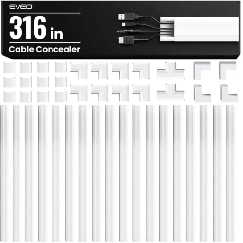 Cable Hider - 300” One-Cord Cable Raceway Wire Hider for Cable Concealer Cord Hider Cord Cover Wall Cable Hider. Wire Hiders TV on Wall. Cable Management, Cord Hider (White, Small) - view 8