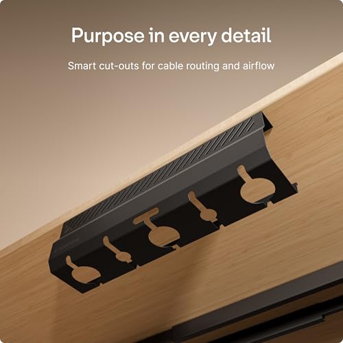 Cable Duct Desk Black Set of 2 - Stainless Steel Cable Management Desk Cable Duct with 5 Cable Cut-Outs - Easy to Install Cable Organiser - Cable Holder - view 5