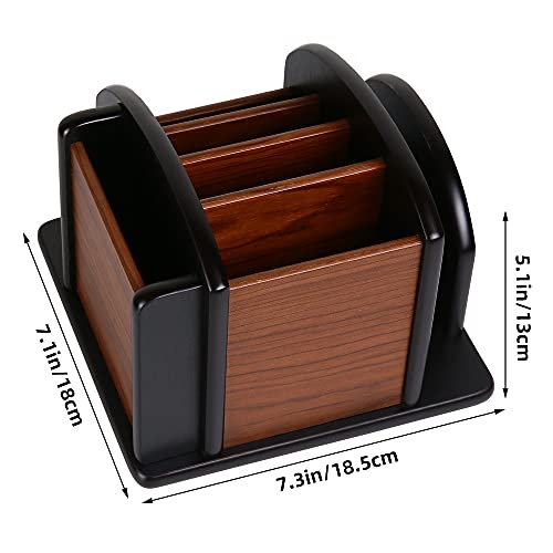 Wooden Desk Organizer, Desktop Office Supplies Storage Remote Control Caddy Holder (6-Compartment) - view 7