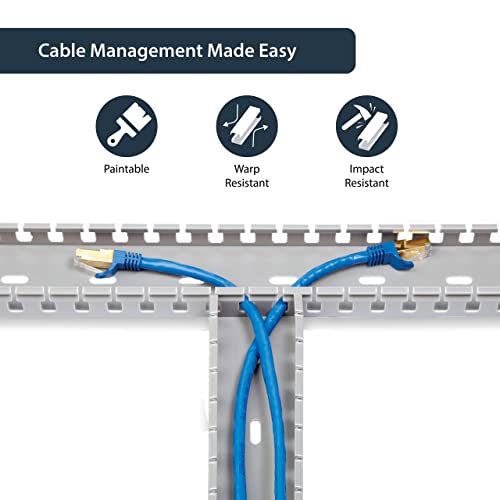 5.6ft Server Rack Cable Management - Customizable 2in x 1in Open Slot Network & Data Finger Duct Wire Raceway Organizer w/Cover (AD105X1) (Pack of 3) - view 3