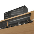 Cable Duct Desk Black Set of 2 - Stainless Steel Cable Management Desk Cable Duct with 5 Cable Cut-Outs - Easy to Install Cable Organiser - Cable Holder
