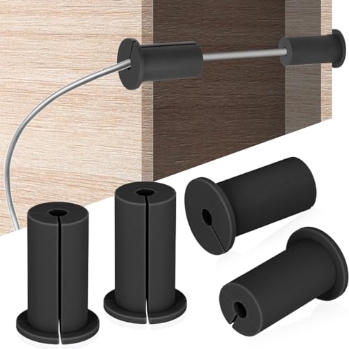 4PCS Cable Routing Kit for Ethernet Cable, 1 Inch Rubber Wall Hole Cable Feed Through Bushings, Ethernet Cable Grommet Compatible with Cable Under 7mm (Black)