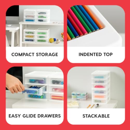 4-Pack 3-Drawer Small Desktop Organizer, Stackable, White - view 4