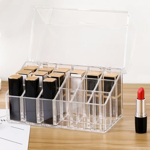 White Cosmetic Organizer Box, 18-slot Lipstick Storage Container - view 5