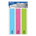 6 in Clear Plastic Ruler, Inch & Metric, 3 Pack