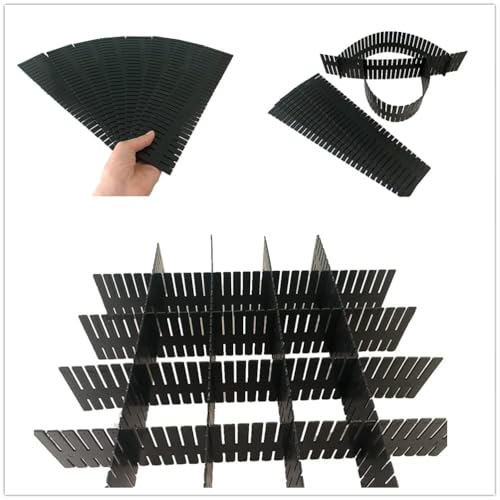 8pcs DIY Plastic Grid Drawer Dividers Adjustable Drawer Organizer Storage Separators Tidy Container for Closet, Office Desk, Kitchen Storage, Dresser, Makeup Tools, Underwear, Socks (Black) - view 6