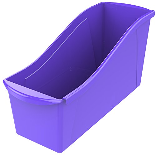 Large Book Bin, Interlocking Plastic Organizer for Home, Office and Classroom, Purple, 6-Pack (71117U06C) - view 2