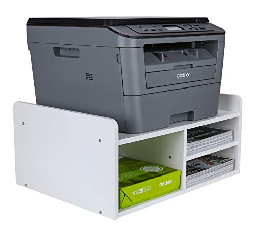Mass Desktop Printer Stand with Storage, Paper Storage Holder Rack for Desk, Wooden Printer Organization for Home/Office, White - view 2
