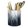 Pencil Pen Holder for Desk, Cute Makeup Brush Holder, Desktop Supplies and Accessories for Women Students, Art Supply Caddy, Forest Pattern