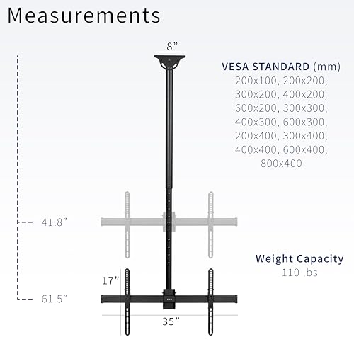 Black TV Ceiling Mount for 37 to 90 inch Screens, MOUNT-VC90-5 - view 3