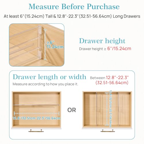 6" Tall Upgrade Drawer Dividers, 12.8"-22.3" Expandable, 8 Pack - view 2