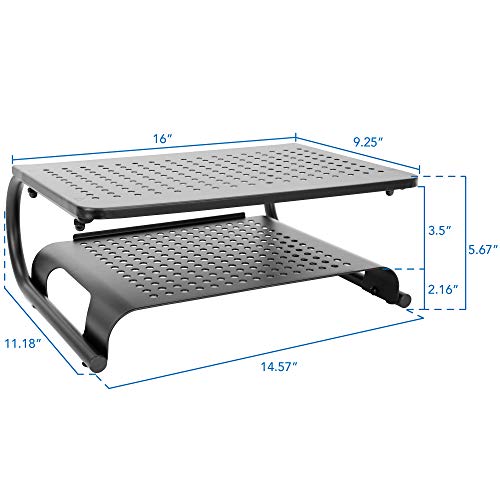 Mount-It! 2 Tier Desk Organizer Riser | Computer Monitor Stand with Keyboard Storage Shelf for Desktops, Laptops, Printers, Home Office Space Saver (2 Shelves) - view 4