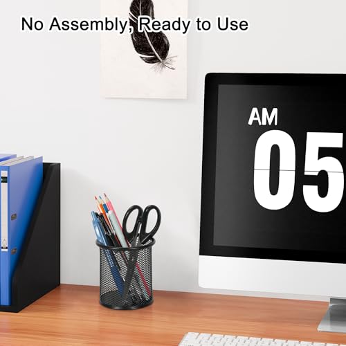 Pencil Holder for Desk, 2 Pack Metal Pen Organizer, Mesh Pencil Cup Organizer for Home, Office, Classroom, School, Black - view 3