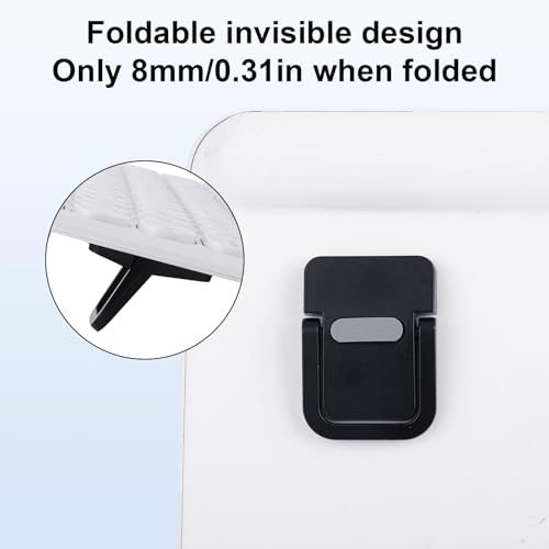 4pcs Mini Keyboard Riser, Self-Adhesive Portable Small Laptop Tilt Stand Zinc Alloy Lifter Feet Foldable & Invisible Computer Notebook Holder Leg Lift Accessories for Desk (Black) - view 4