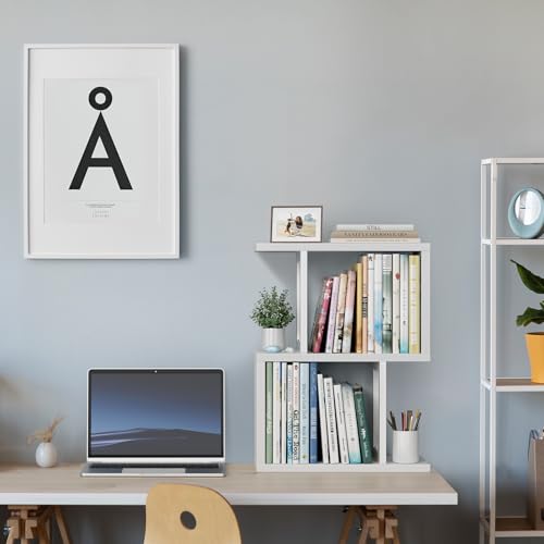Small Desktop Bookshelf for Top of Desk Shelf - Mini White Table Bookcase 3-Tier Shelves Storage Book Organizer Hutch for Dorm Office College - view 3