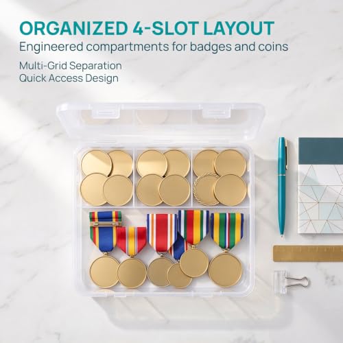 Medal Organizer Box, Plastic Display Case with Dividers for Coins - view 3