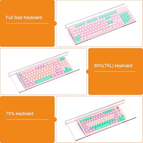Ergonomic Computer Keyboard Stand - Clear Acrylic Keyboard Riser Tilted Keyboard Holder Keyboard Tray with Lightpink Non-Slip Strip for Easy Typing at Home School Office Desk Accessories - view 5